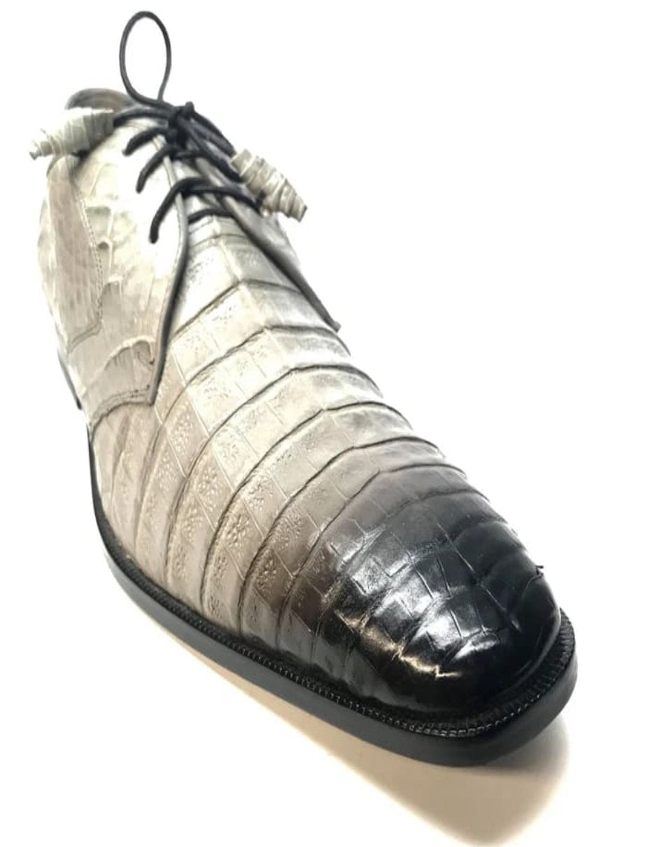 Los Altos Gray Crocodile Lace Up Dress Shoes
