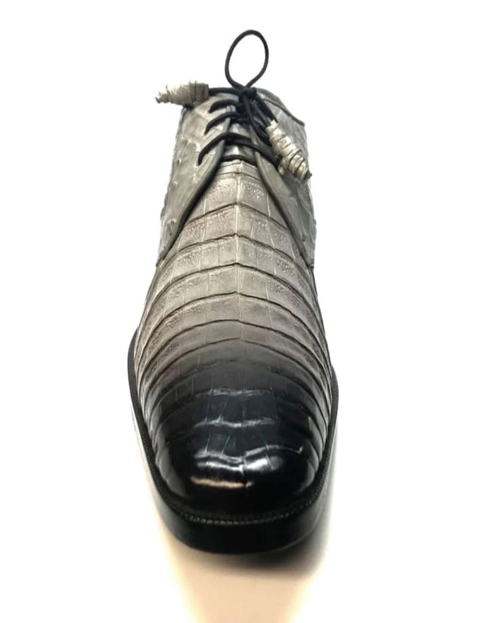 Los Altos Gray Crocodile Lace Up Dress Shoes