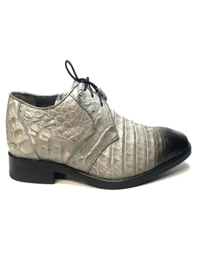 Los Altos Gray Crocodile Lace Up Dress Shoes