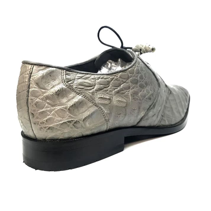 Los Altos Gray Crocodile Lace Up Dress Shoes