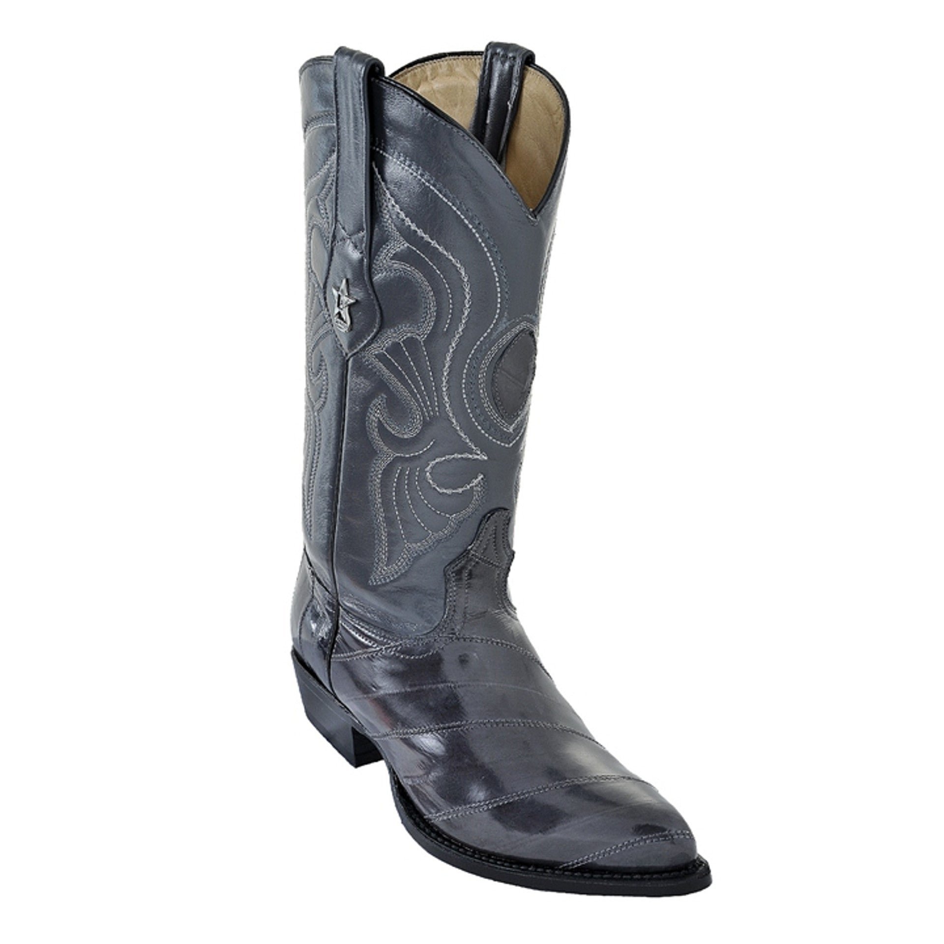 Gray Genuine Eel Skin J-Toe Boots by Los Altos