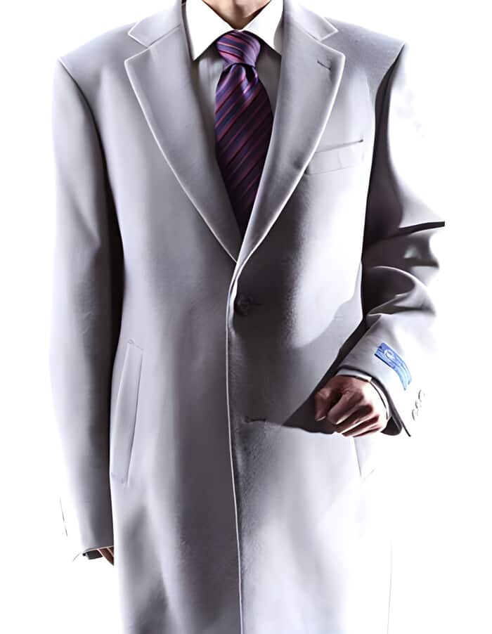 Gray Two Button Long Men's Overcoat