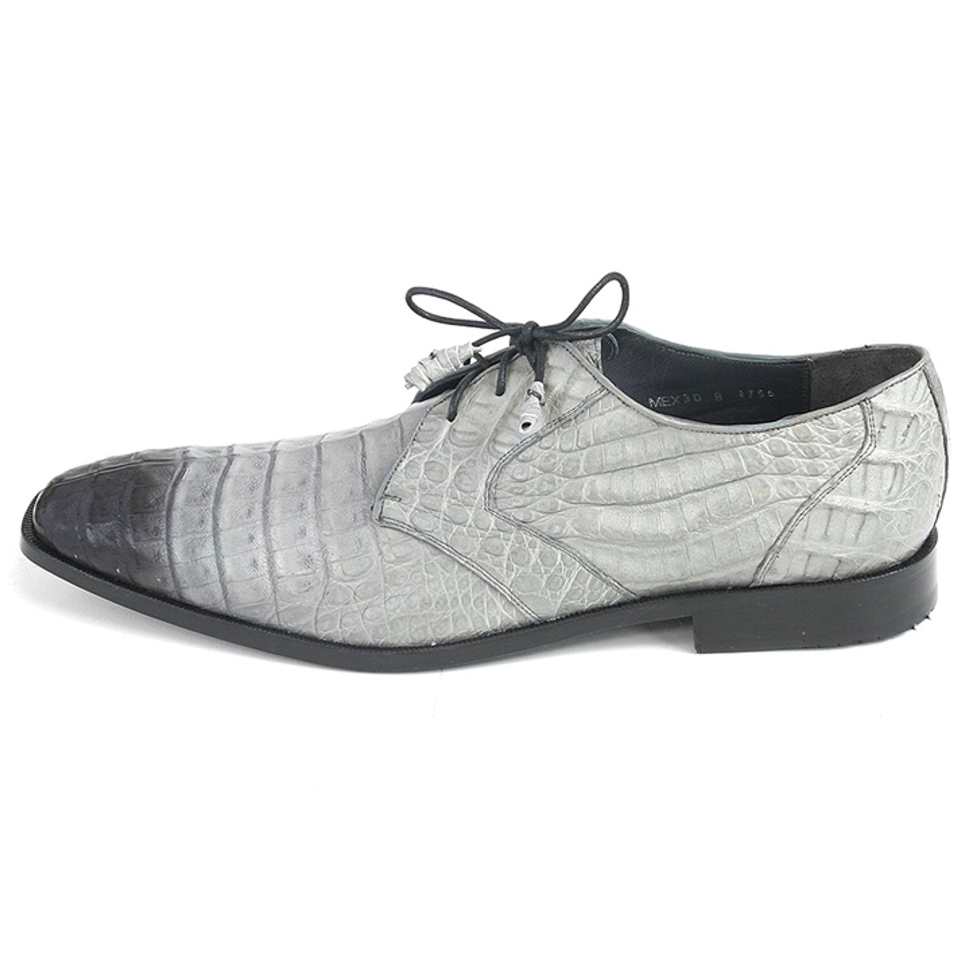 Gray Caiman Belly Lace-Up Oxford by Los Altos