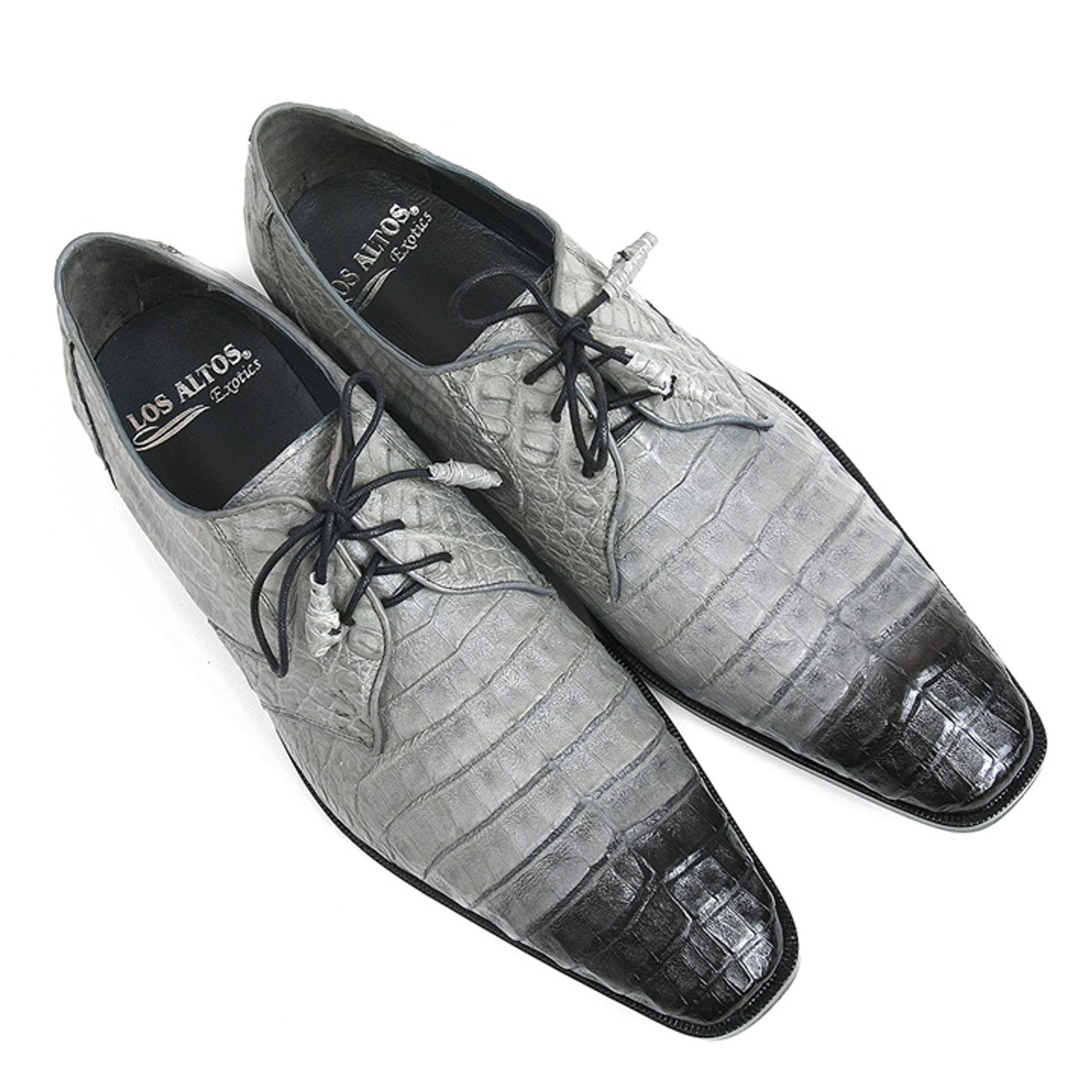 Gray Caiman Belly Lace-Up Oxford by Los Altos