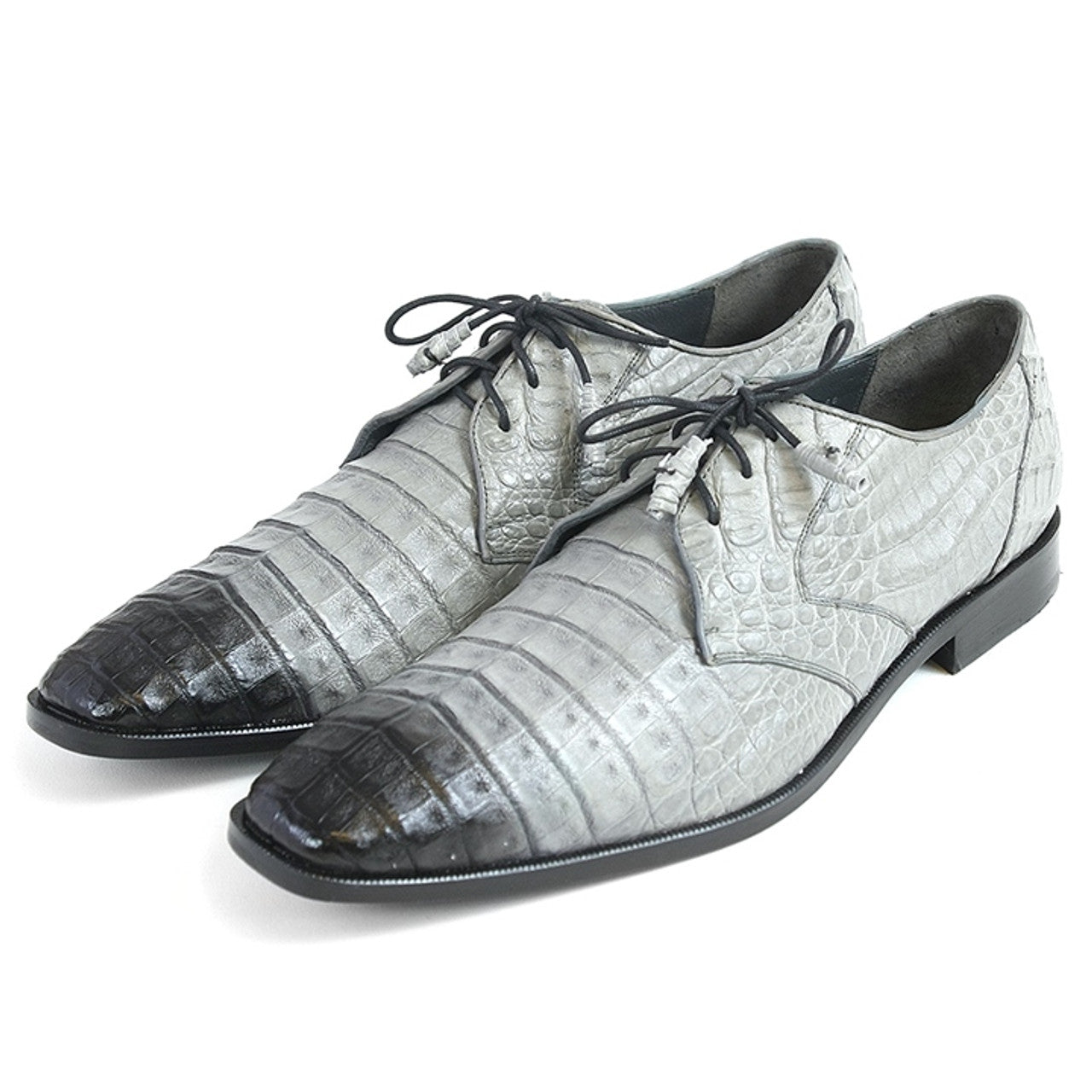 Gray Caiman Belly Lace-Up Oxford by Los Altos