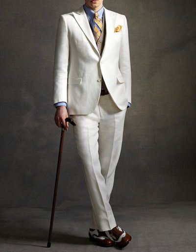 Ivory Gatsby Peak Lapel Suit with Vest