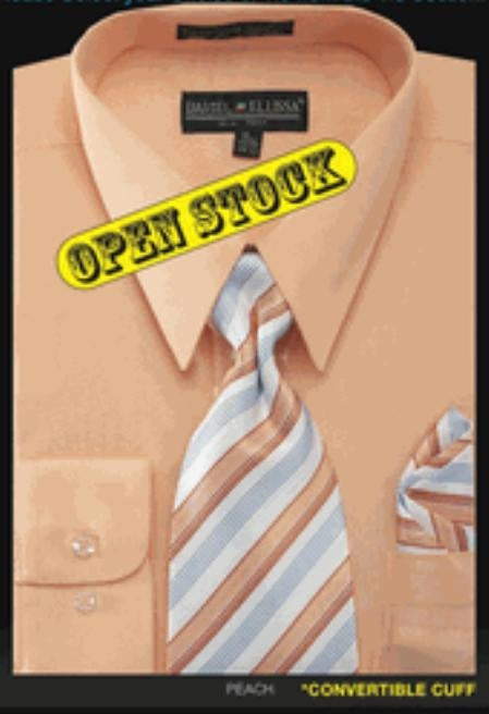 Trendy high quality Men's Basic Shirt with Matching Tie and Hanky dress set Men's Dress Shirt