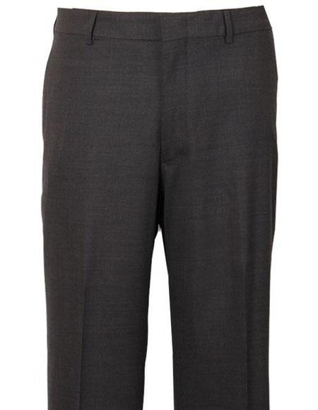 Men's Stylish Flat-Front Grey Atticus Classic Fit Wool Pant unhemmed unfinished bottom