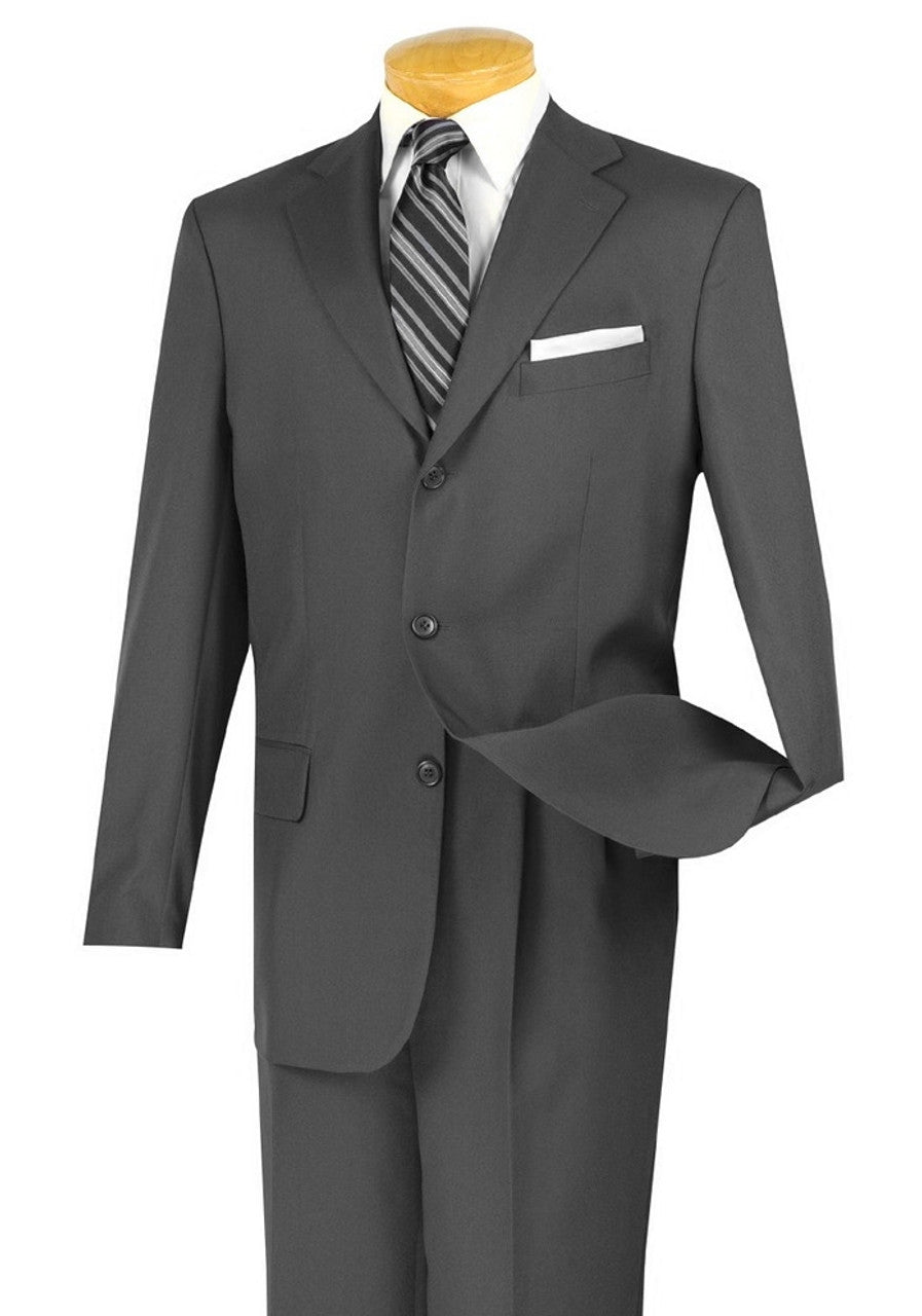 Lucci Grey 3-Button with Pleated Slacks Classic Suit