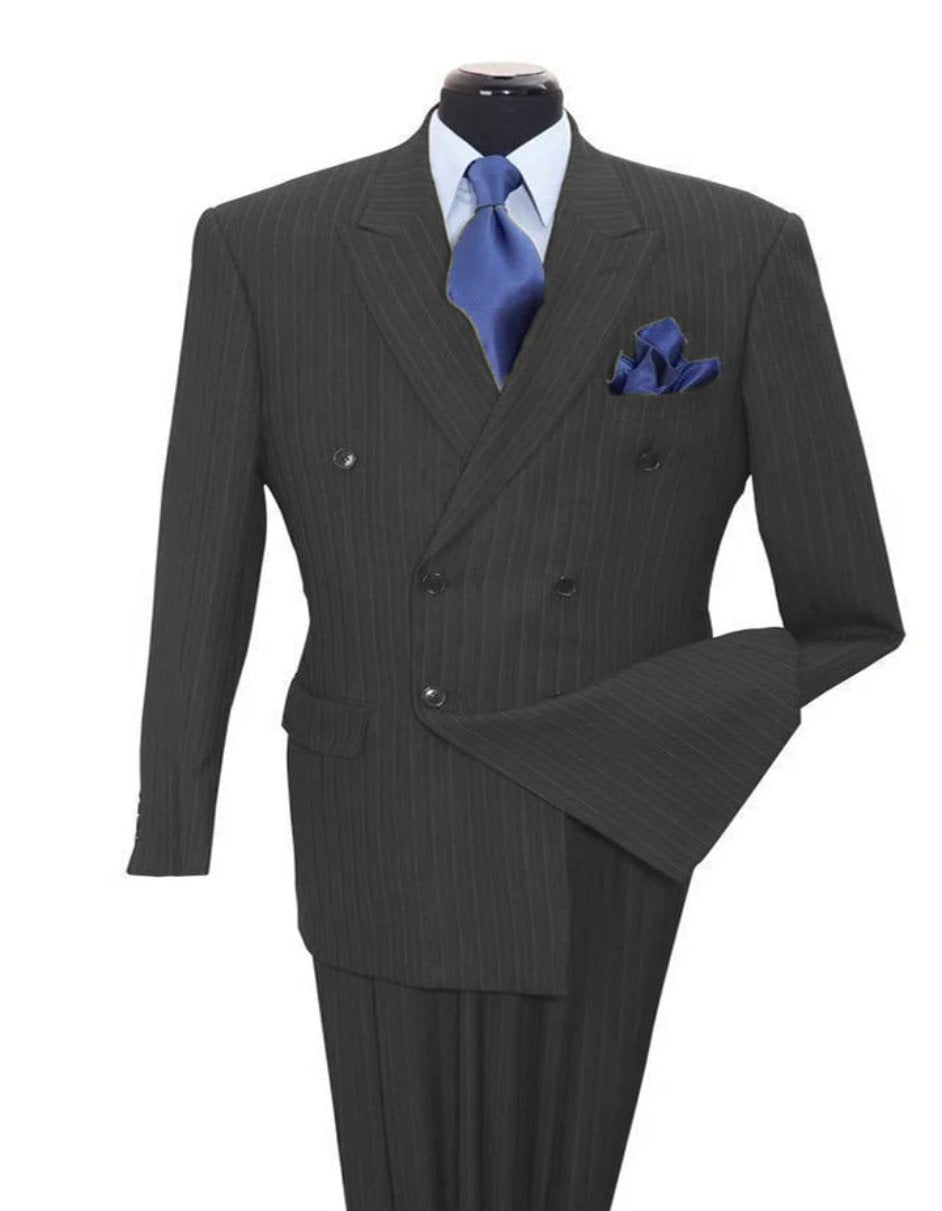 Double Breasted Pinstripe Grey Suit for Men