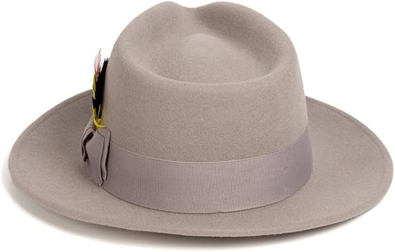 Gangster 100% Wool Crushable Fedora Hat with Feather