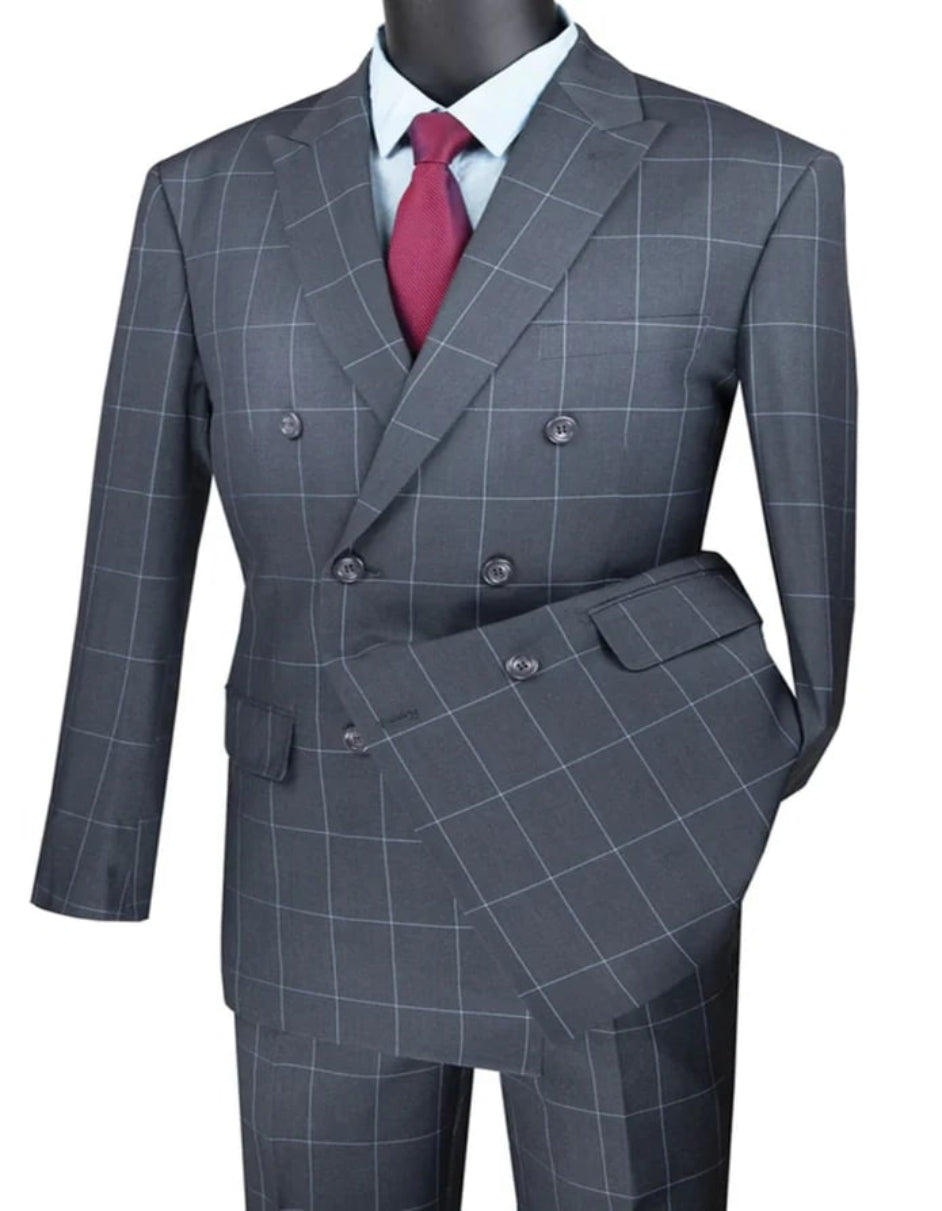 1920s Grey Plaid Gangster Suit with White Vest