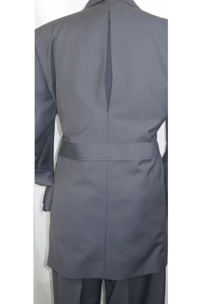 4-Button Grey Double Breasted Pleated Suit