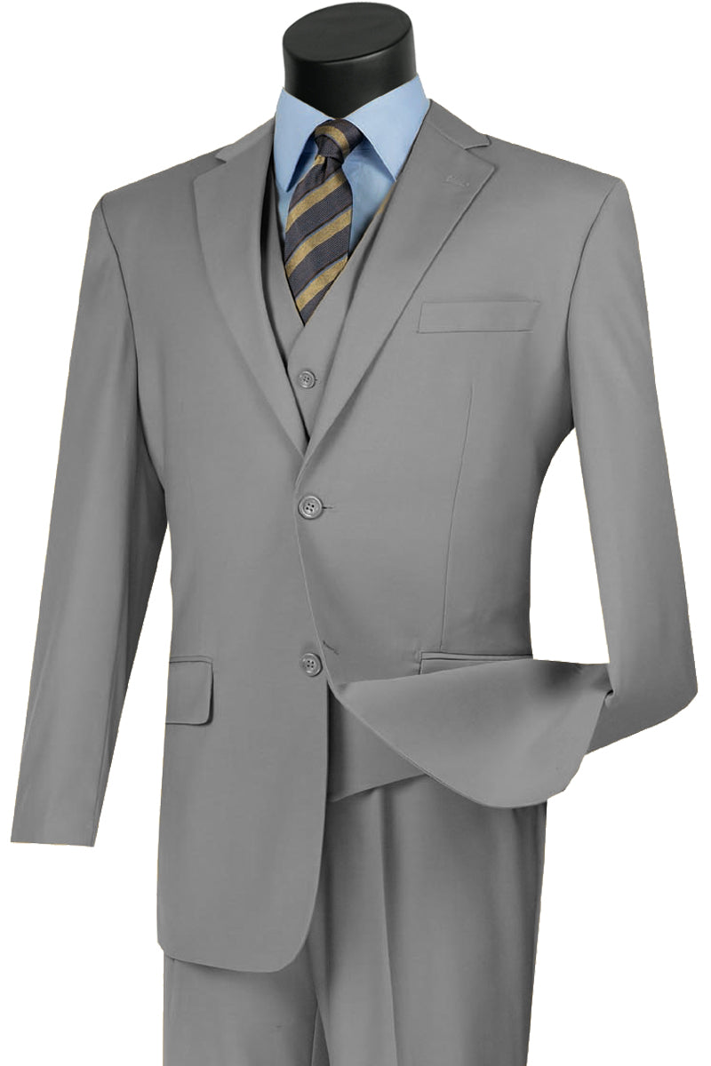 Classic Fit Grey 3-Piece Suit for Men