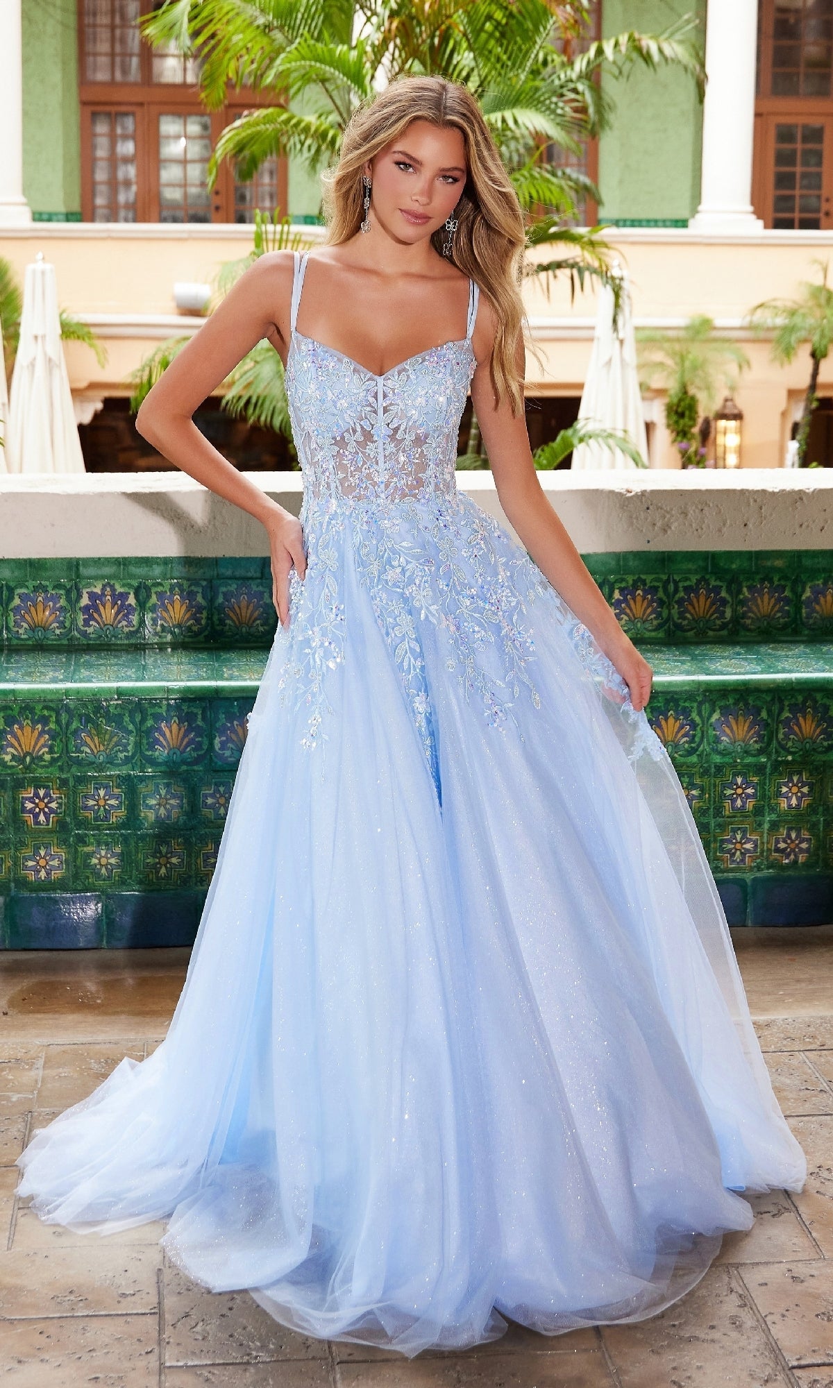 Nox Anabel H1682 Long Glitter Tulle Prom Dress