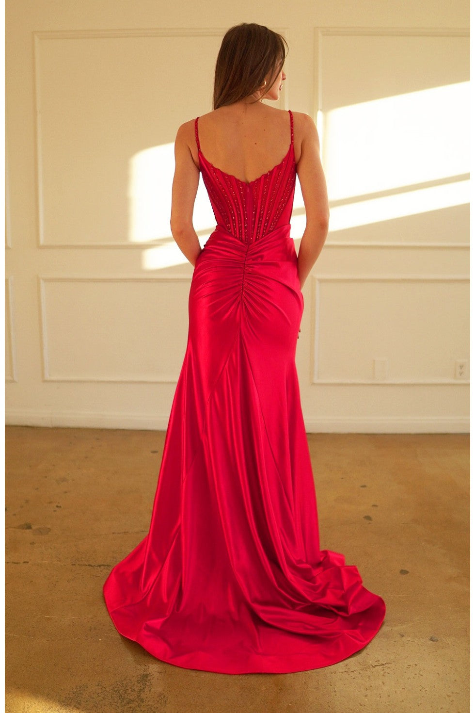 High Couture HC1027 Pleated Long Formal Prom Dress