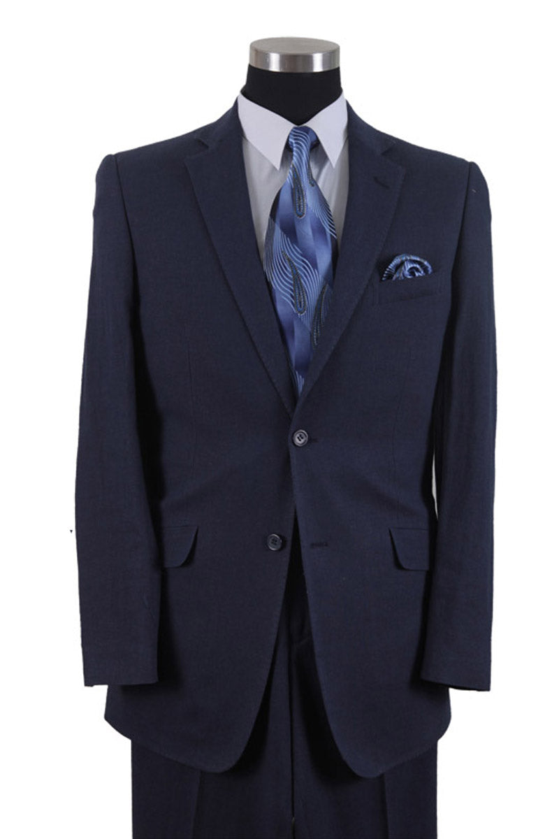 Men's 2 Button Linen Suit in Navy