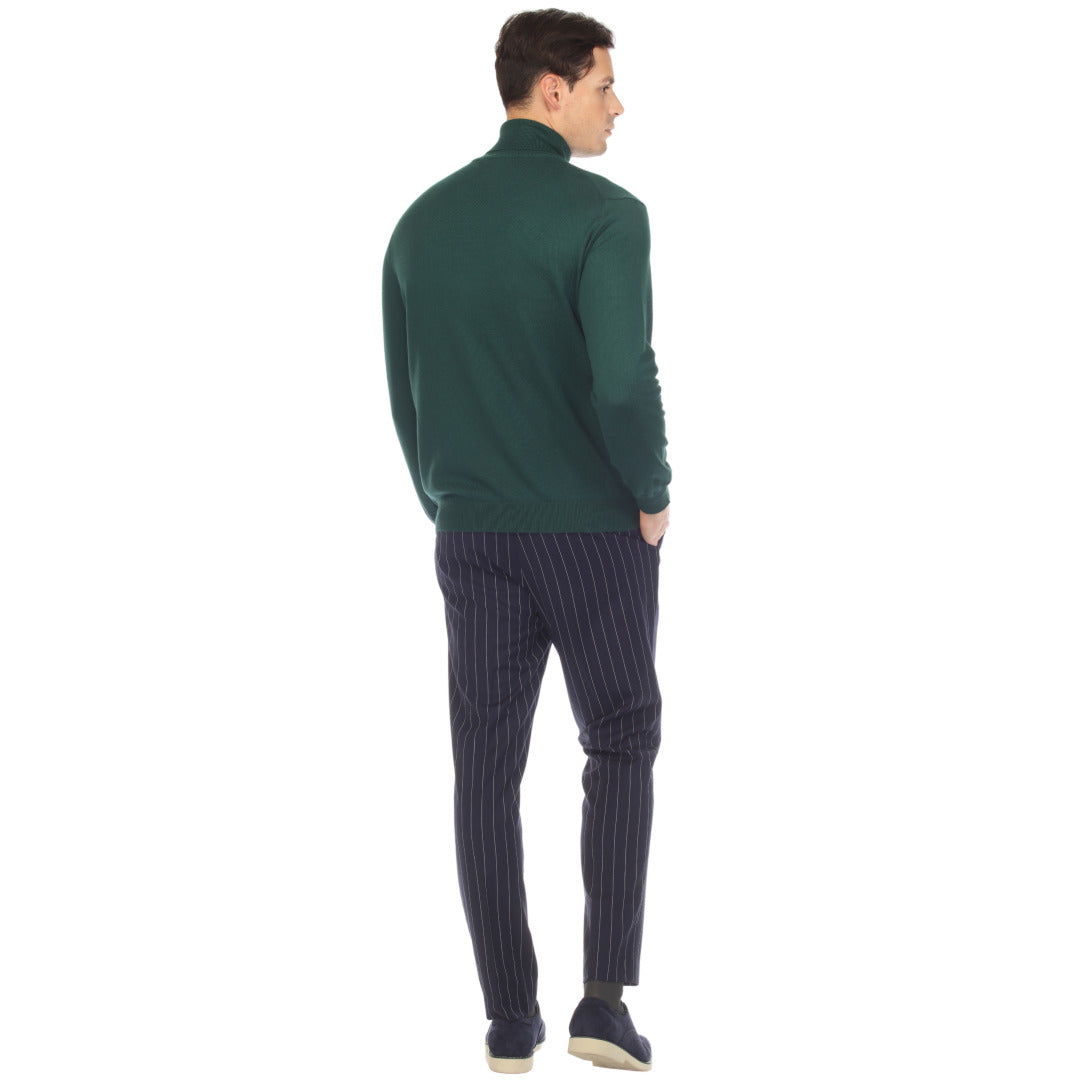 Hunter Green Men's Pullover Turtleneck Sweater