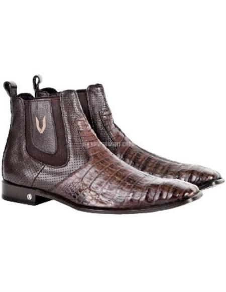 Caiman Belly Brown Chelsea Boots for Men