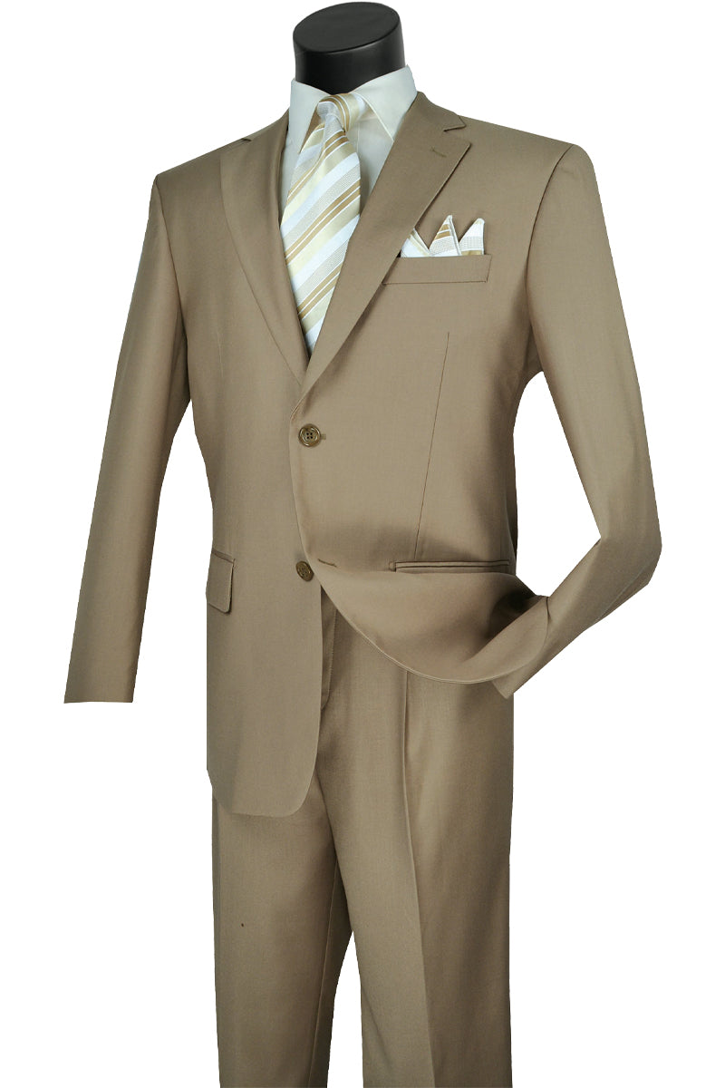 Classic 2 Button Pleated Suit in Khaki