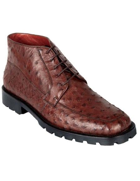 Men's High Top Shoes Genuine Ostrich Dress Ankle Boots Rubber Sole Los Altos Boots