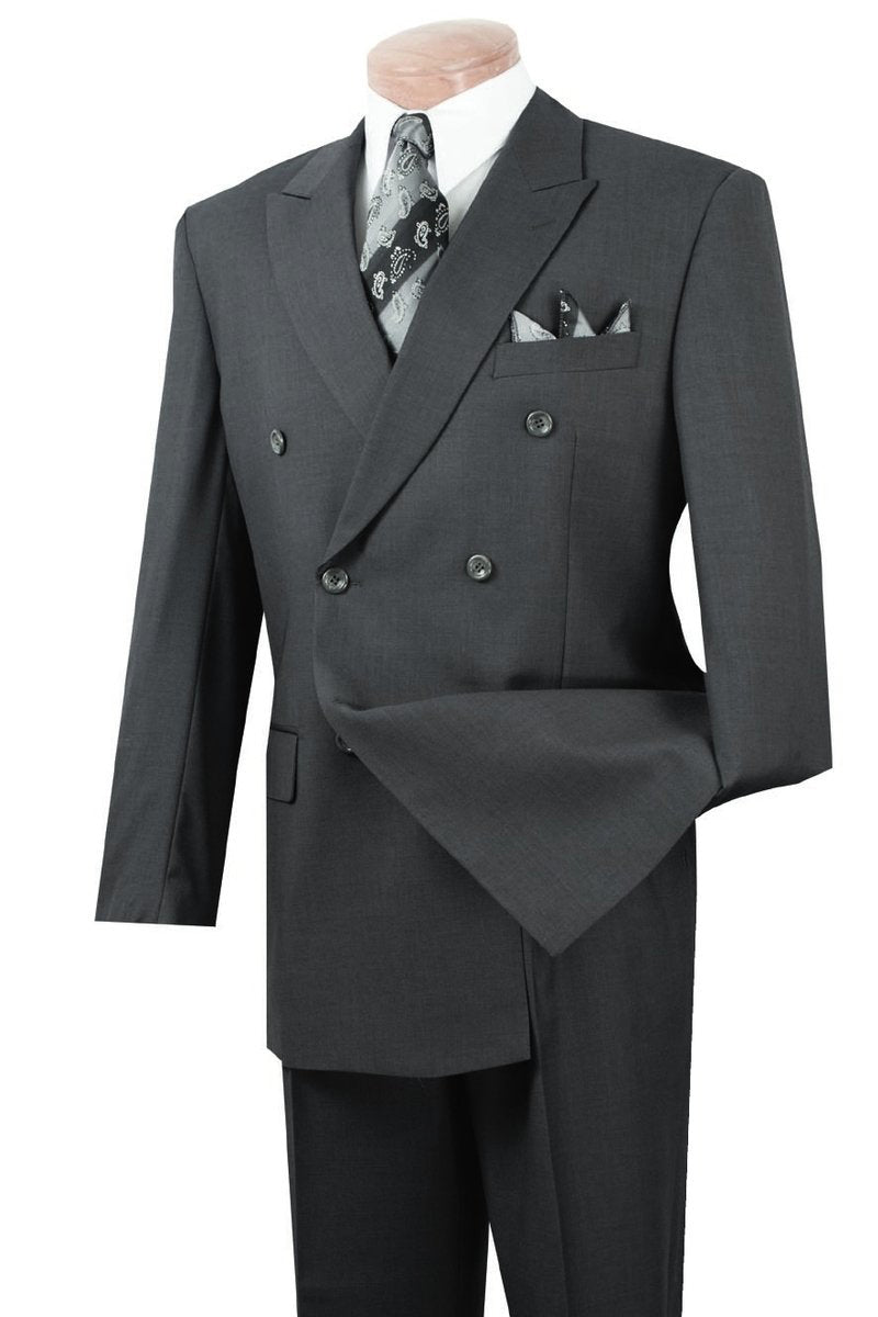 Poplin Double Breasted Charcoal Suit for Men