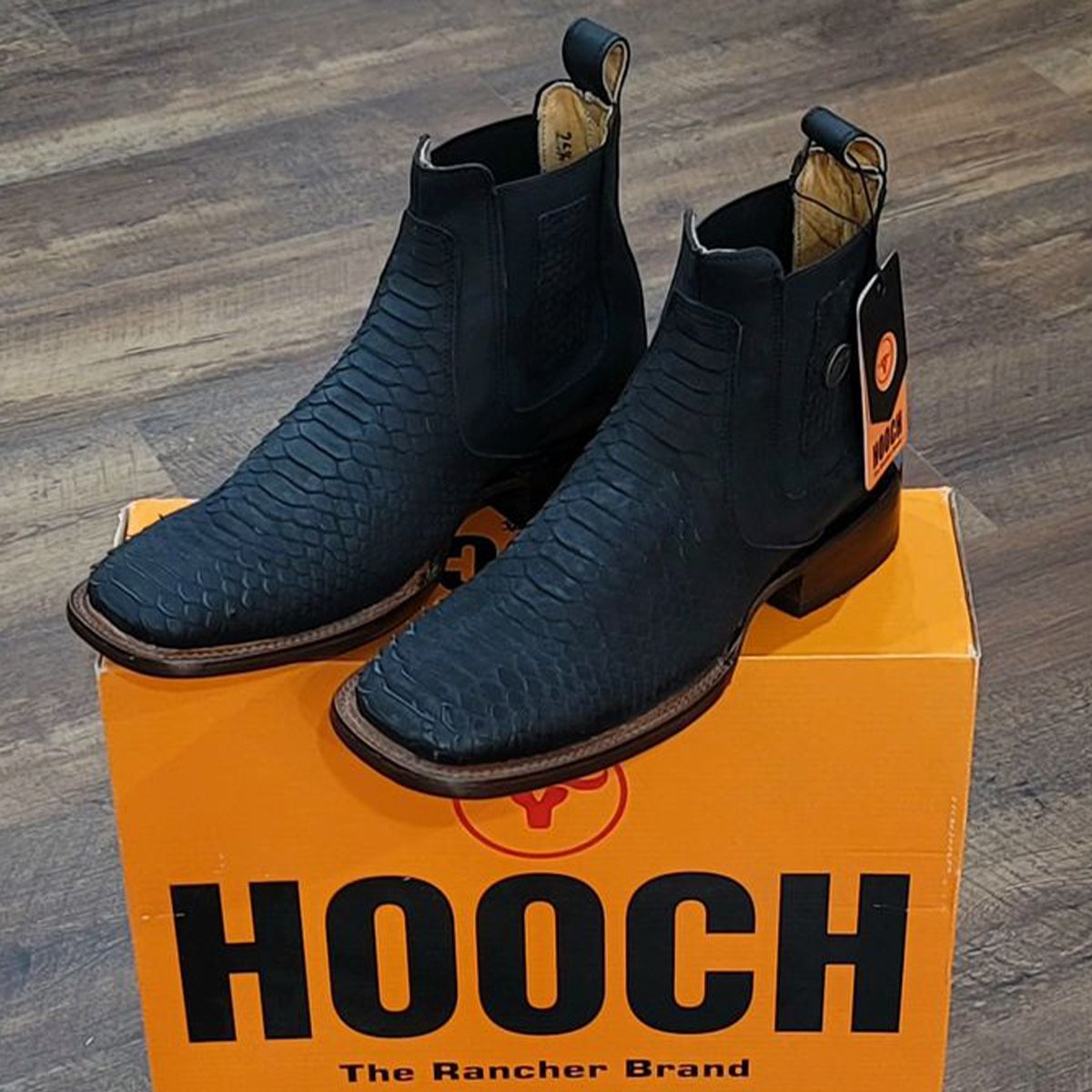 Black Python Print Short Cowboy Boots