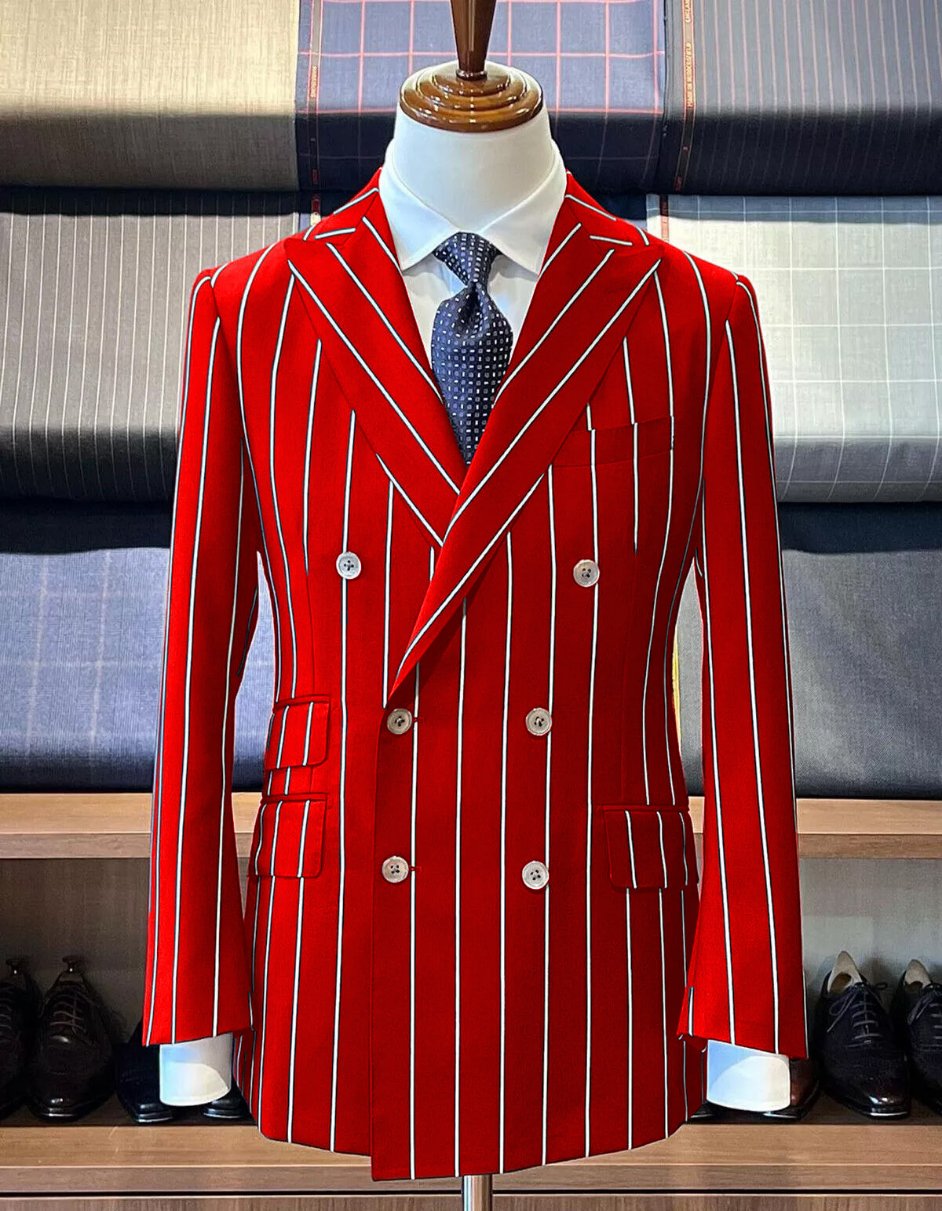 Hot Red Pinstripe Double Breasted 1920s Suit