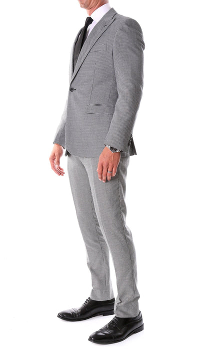 Slim Fit Houndstooth Peak Lapel Suit