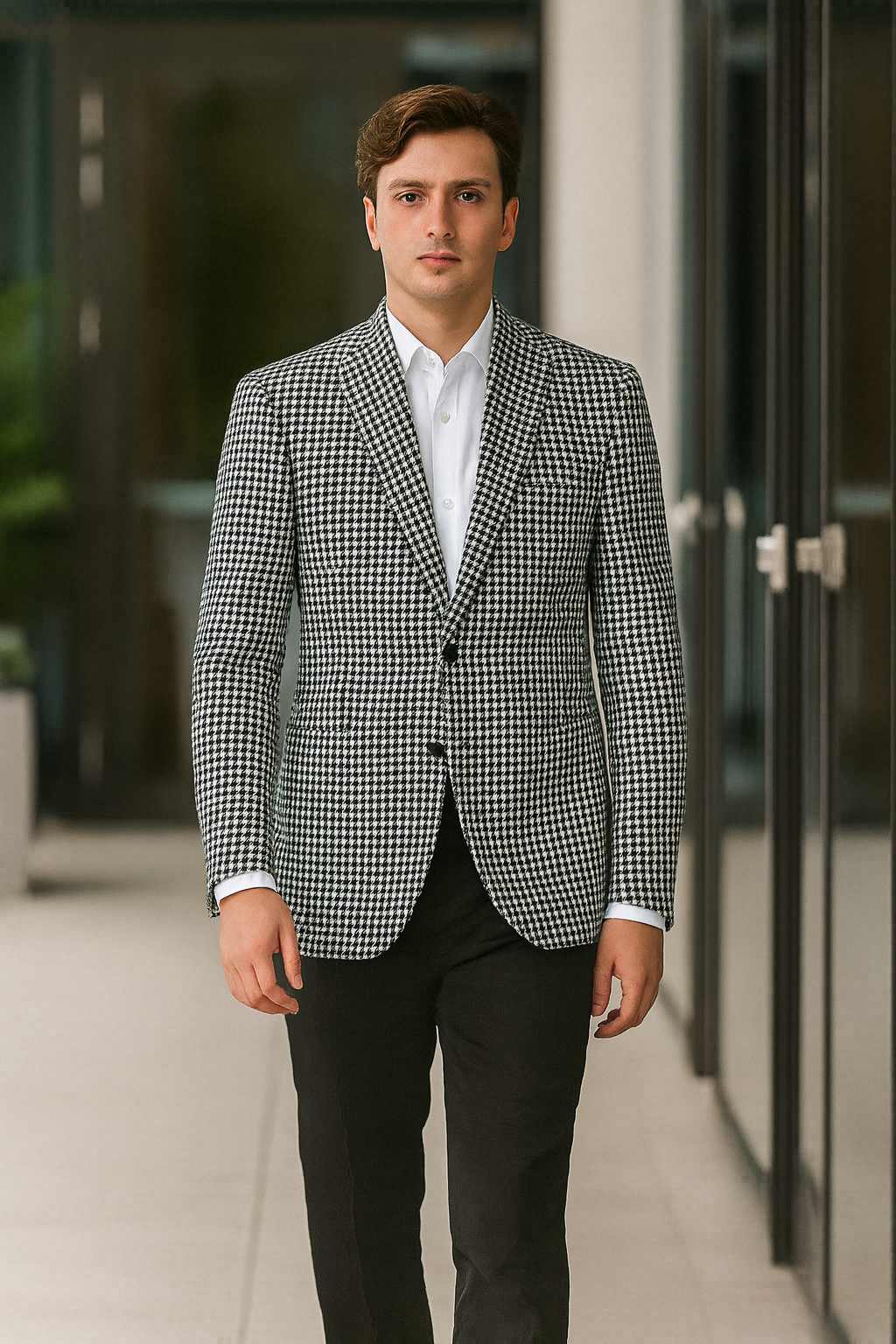 Houndstooth Blazer - Houndstooth Sport Coat - Black and White Checker Jacket