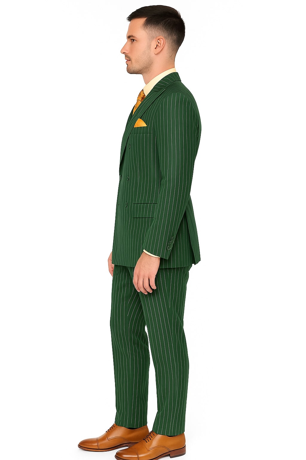 Hunter Green 1920s Pinstripe Double-Breasted Suit