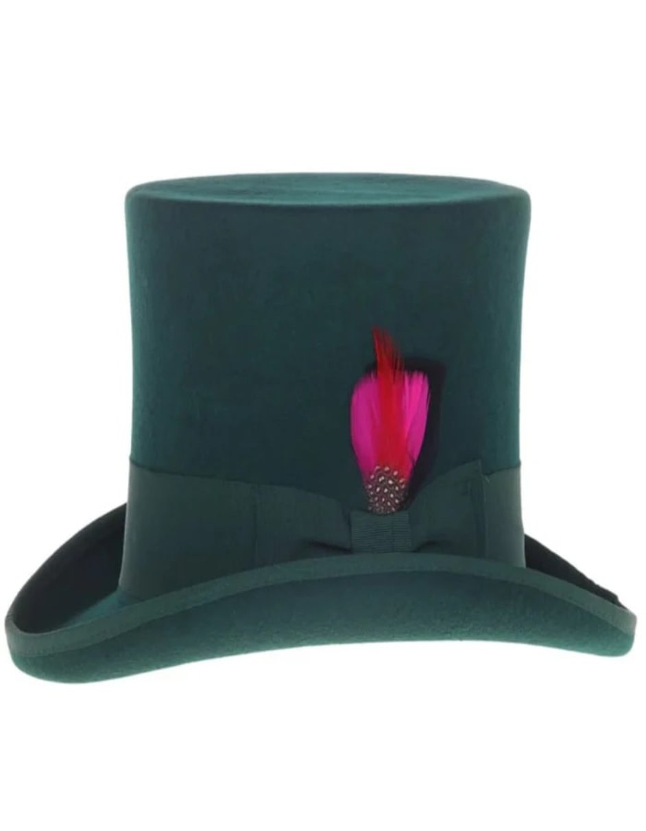 Victorian Steampunk Felt Top Hat Hunter Green