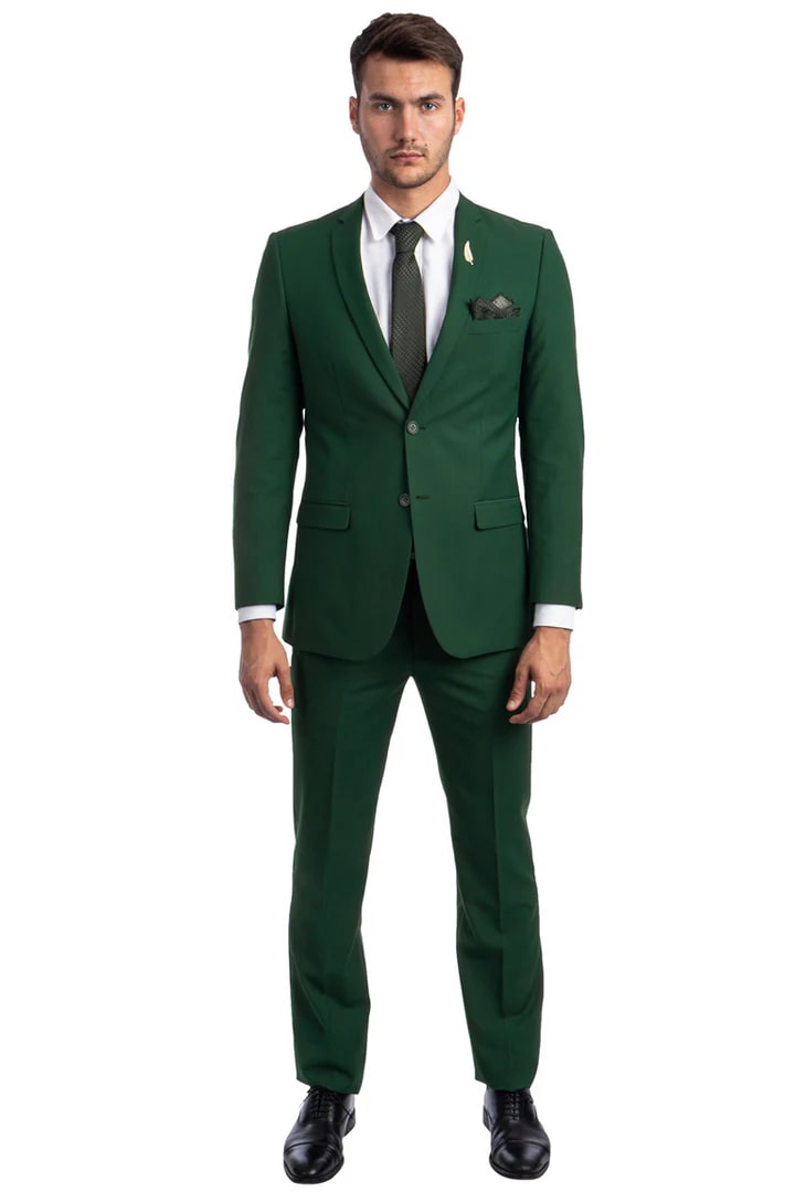 Men's Slim Fit Wedding Hunter Green Suit