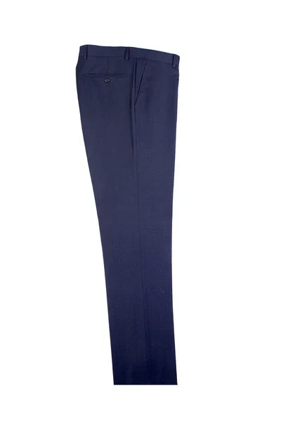 Blue Birdseye Flat Front Wool Dress Pant by Tiglio Luxe