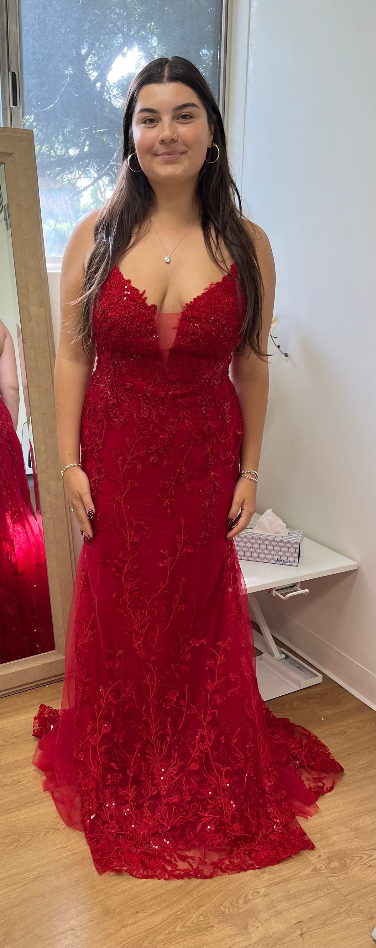May Queen MQ2030 Sleeveless Sheer V-Neck Prom Dress