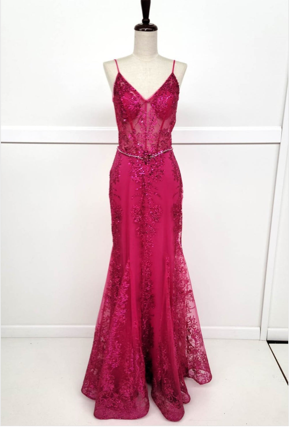 Chicas 4030 Long Mermaid Maxi Beaded Sequin Strappy Fabric Dress