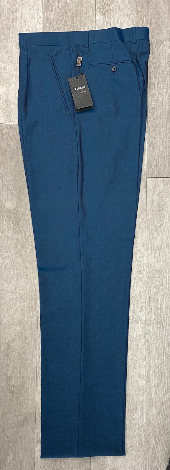 Tiglio Luxe 2521 Teal Blue Comfort Fit Wool Pants