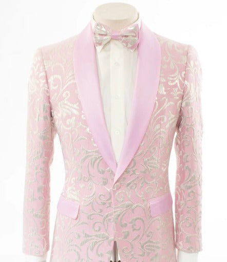 Mens Blazer - Blush - Light Pink Paisley Blazer - Fashion Prom Sport Coat