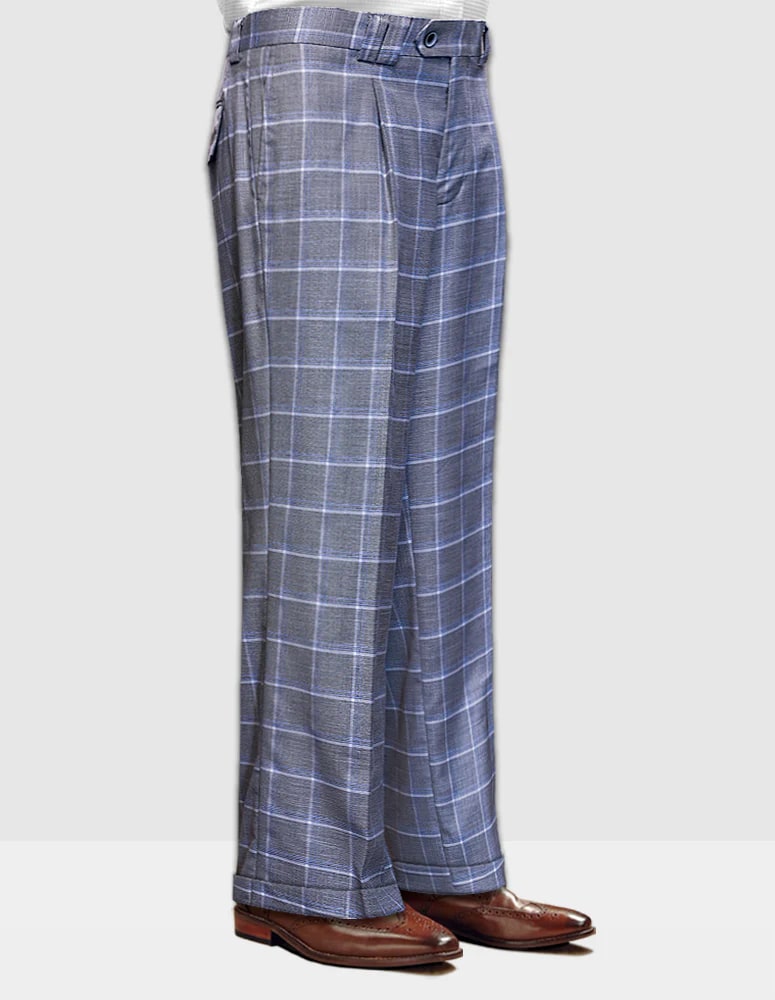 Wide Leg Plaid Pants Grey by Statement Clothing