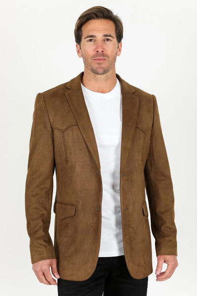 Platini Brown Faux Suede Western Sport Coat for Men β Rugged Frontier Style