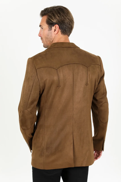 Platini Brown Faux Suede Western Sport Coat for Men β Rugged Frontier Style