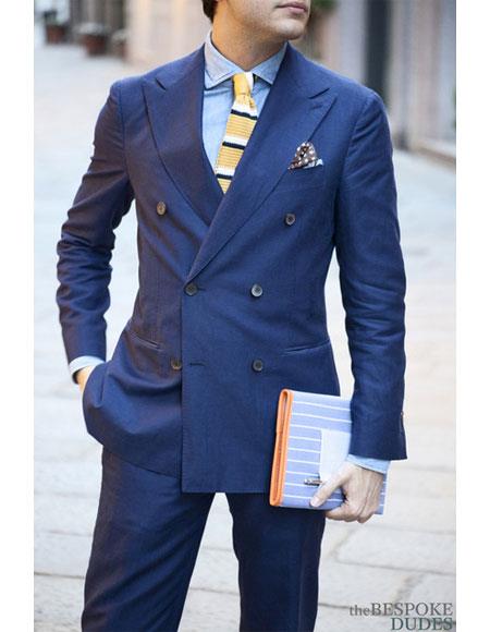 Men's Double Breasted Suits Teal ~ Indigo ~ Bright Blue ~ Ink Blue regular cut 2 piece Slim Fit suit pleated pants