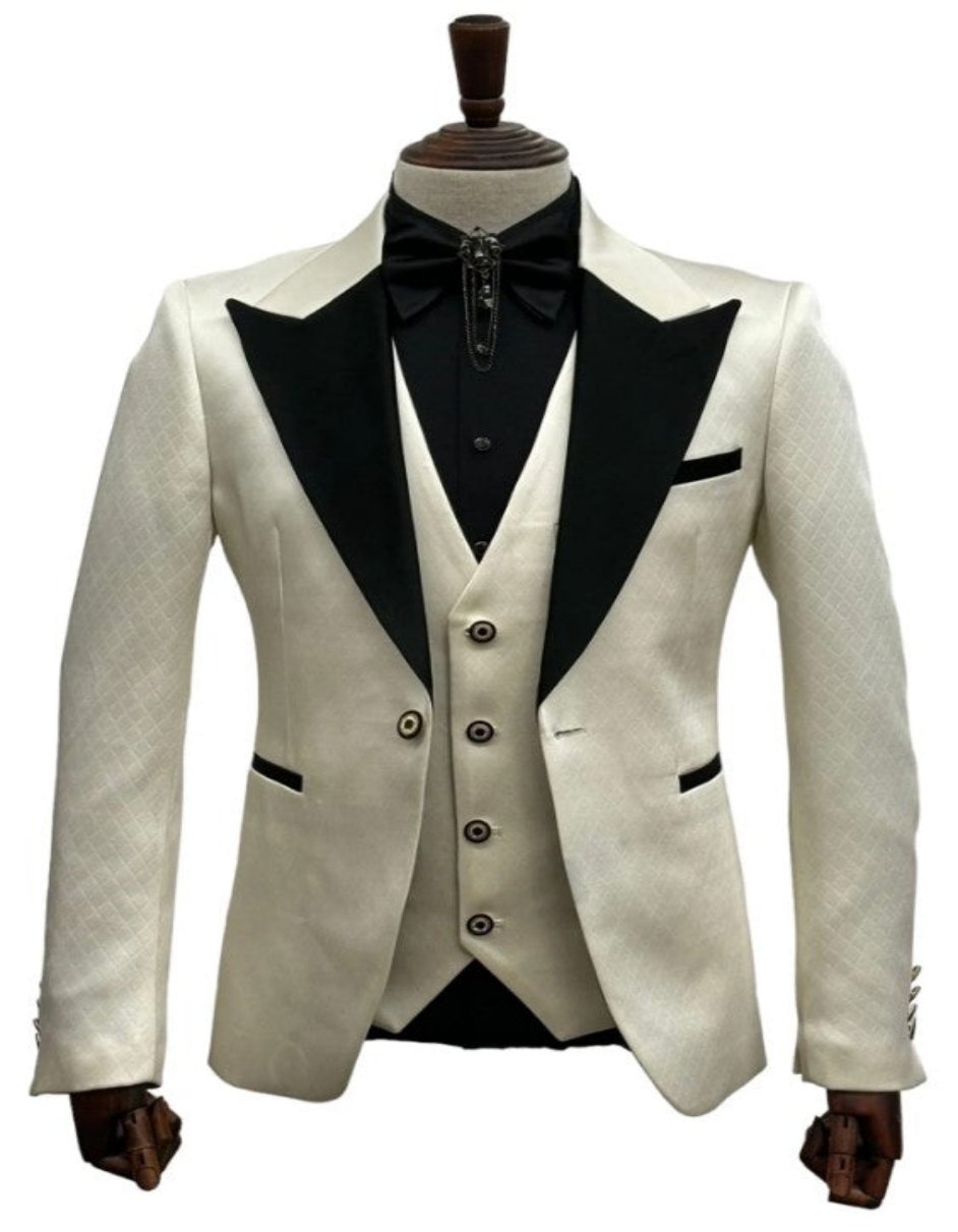 Ivory Slim Fit Cream Tuxedo Suit