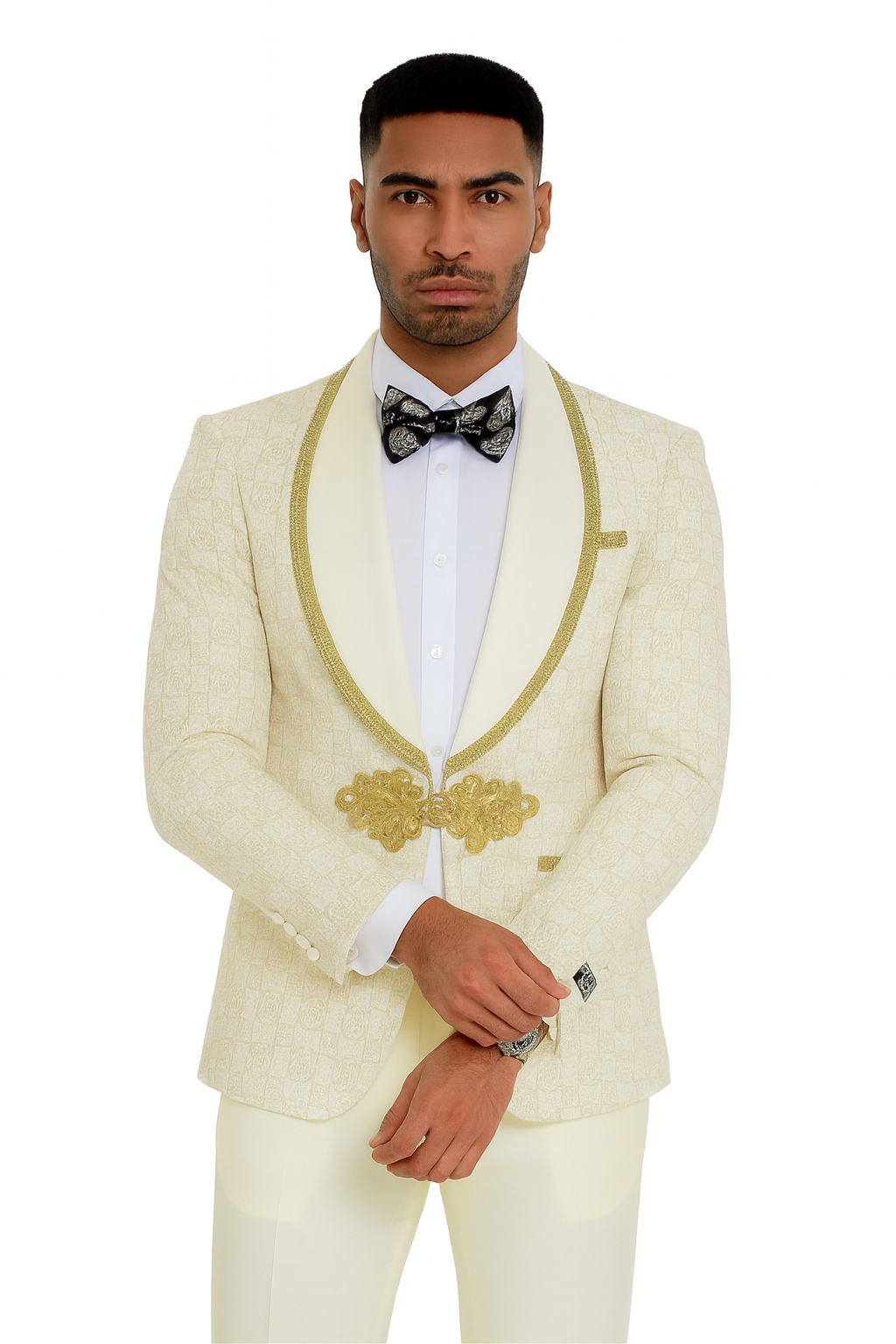 Ivory and Gold 2pc Suit by Tazzio