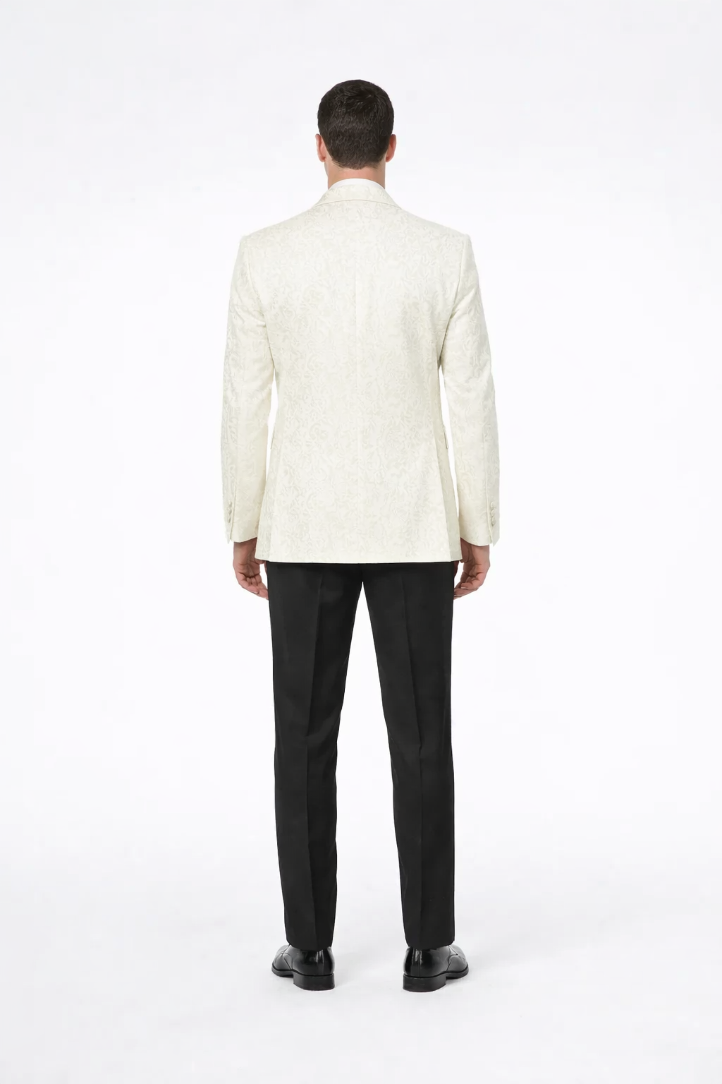 Ivory Paisley Formal Tuxedo Jacket | Shawl Lapel Men’s Wedding & Prom Blazer