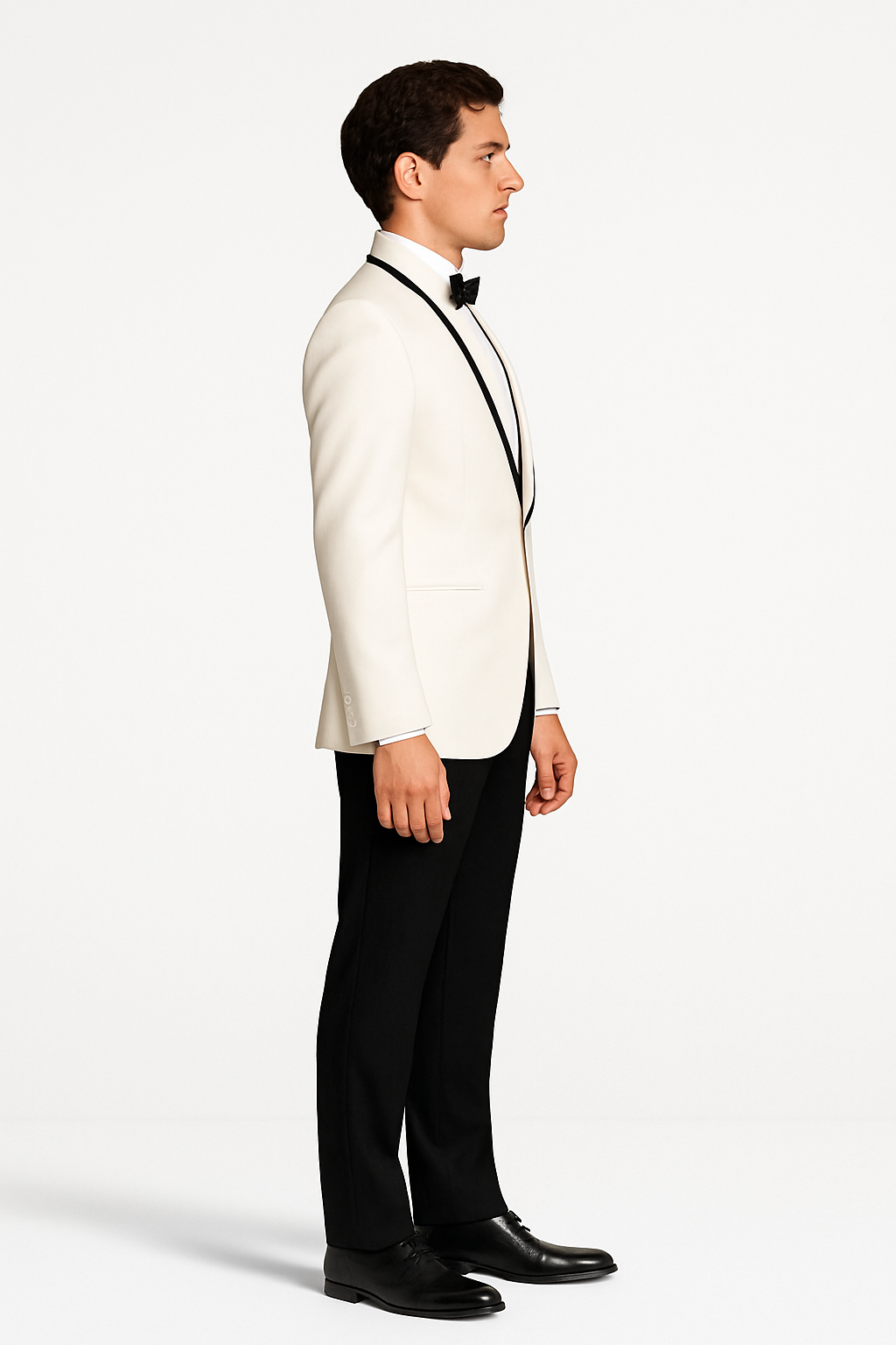 Men's One Button Tuxedo Shawl Black Lapel classy Ivory Suit