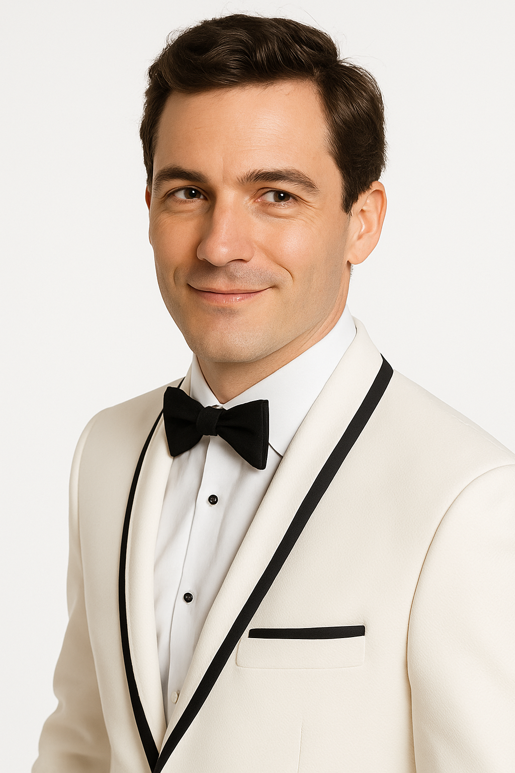 Men's One Button Tuxedo Shawl Black Lapel classy Ivory Suit