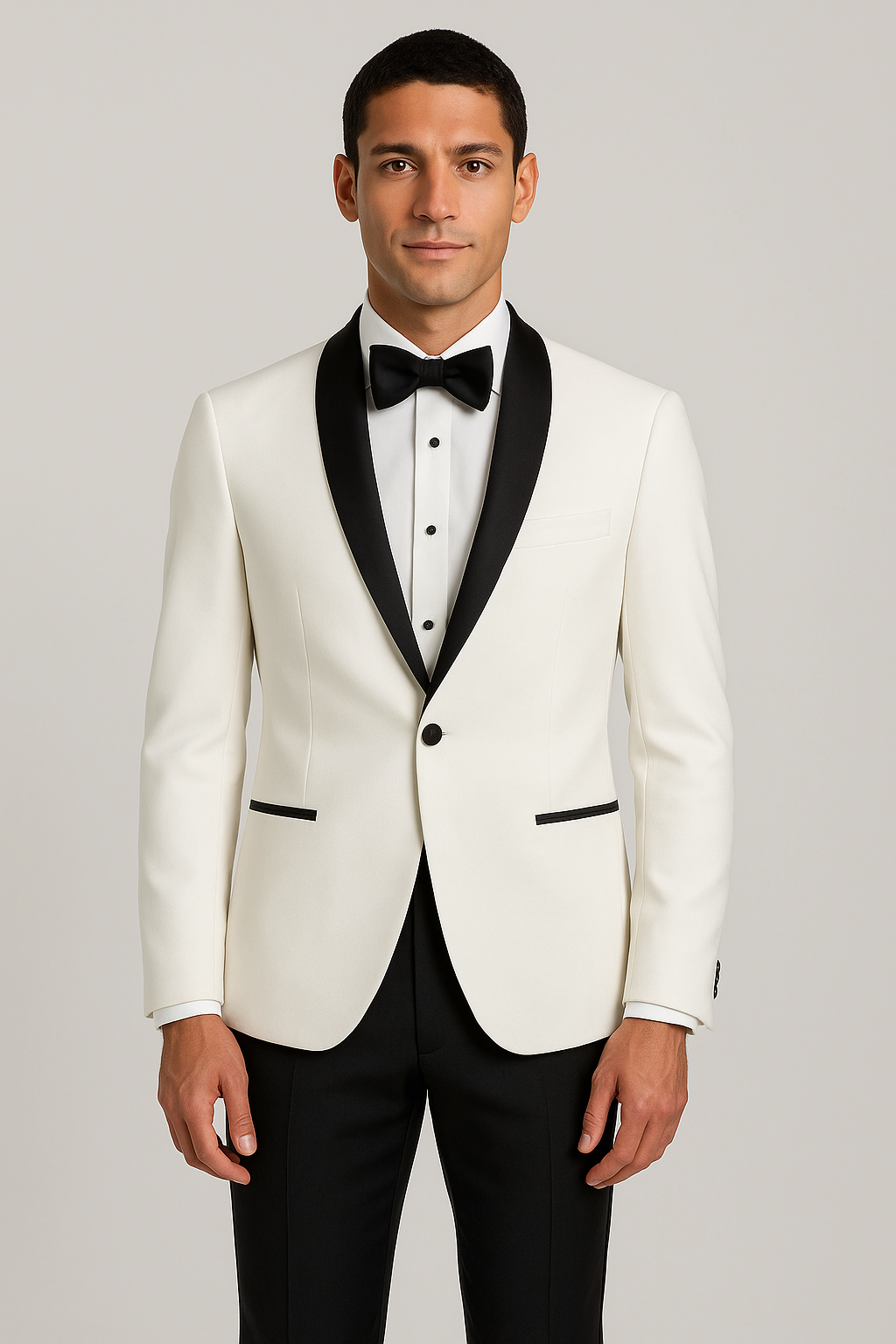 Designer Ivory & Black Shawl Dinner Jacket