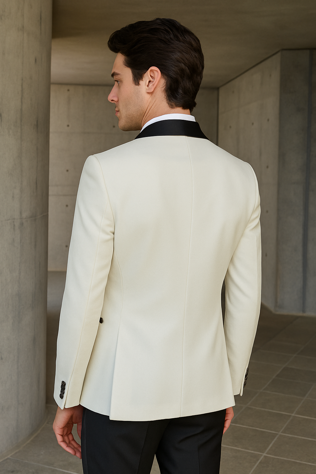 Designer Ivory & Black Shawl Dinner Jacket
