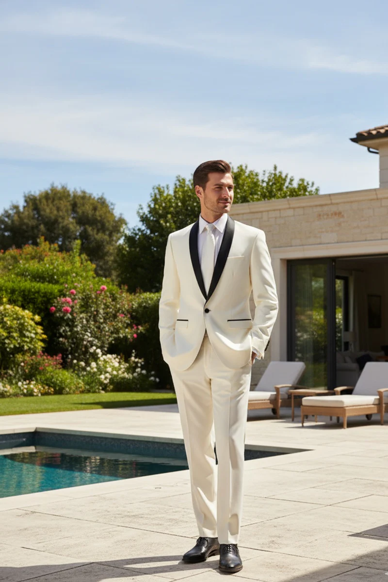 Ivory Vinci 1-Button Shawl Tuxedo